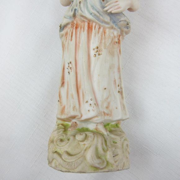 Antique German Porcelain Bisque Figures Sculptures Pair Boy & Girl Harvest - Picture 7 of 12